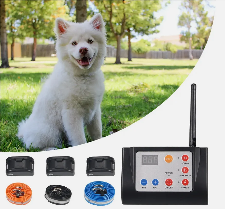 Wireless Dog Fence Electric Pet Containment System Shock Collars For 3 Dogs Adjustable Range 6