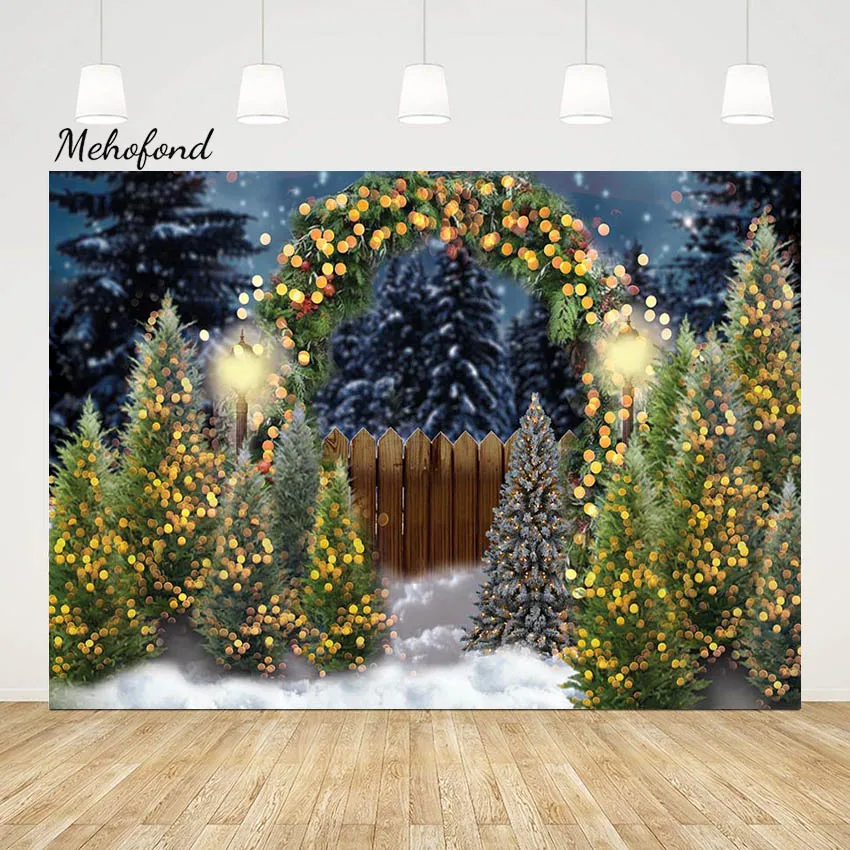 

Mehofond Winter Forest Snow Scene Background Photocall Pine Tree Glitter Christmas Tree Photography Backdrop For Photo Studio