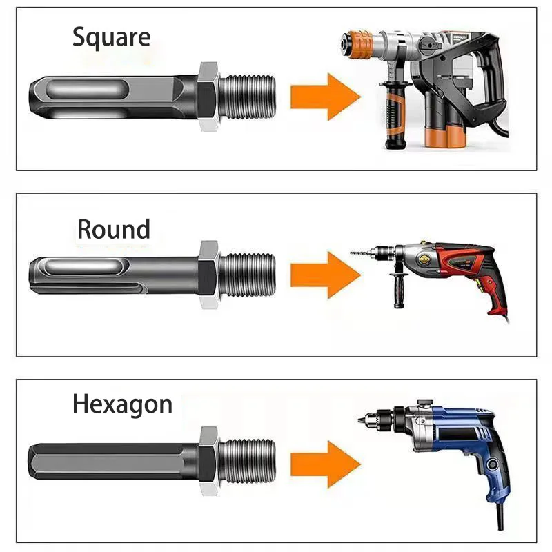 32/42/50MM Firewood Splitter Machine Drill Bit Wood Cone Punch Driver Square/Round/Hex Shank Drill Bit Split Drilling Tool