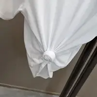 T-shirts d'été 2026 à nœud torsadé à la taille pour femmes, haut décontracté ample à col rond et manches courtes 3D rembourrées à épaules larges, qualité supérieure 6