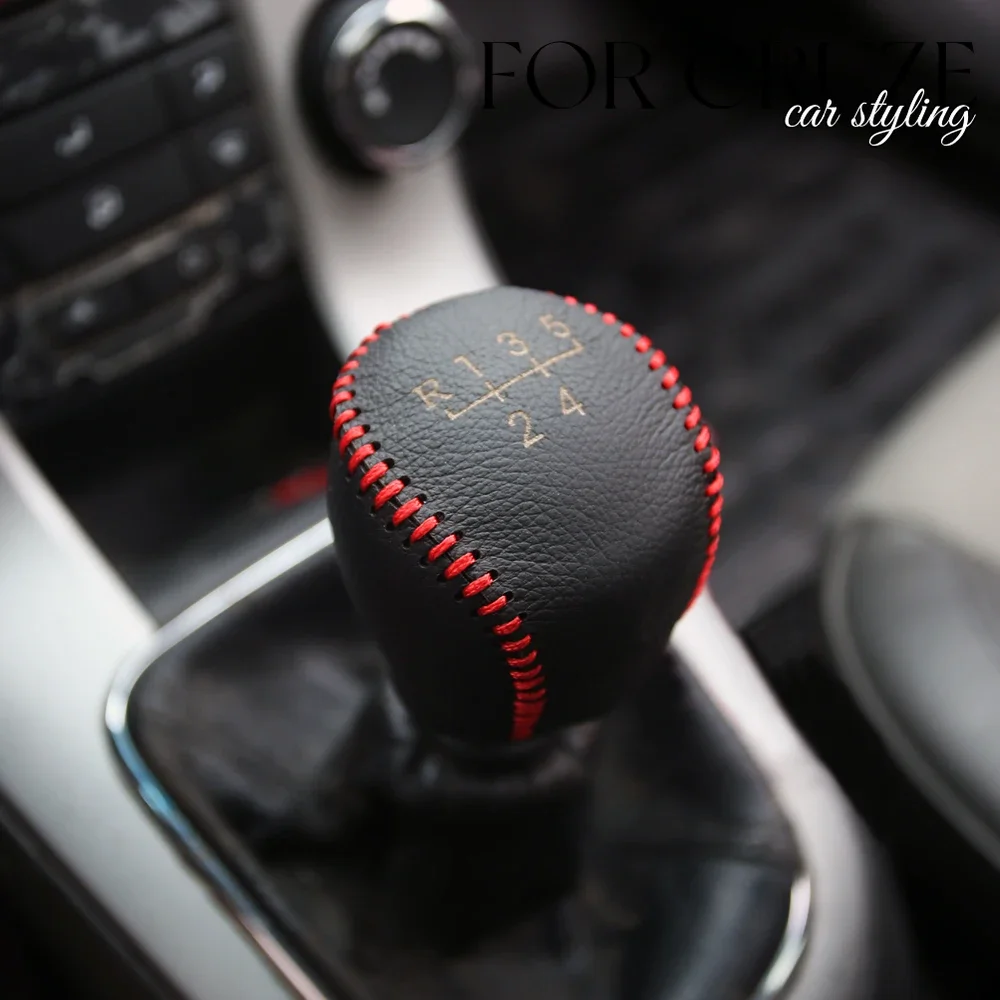 Genuine Leather Gear Shift Knob Handbrake Cover for Chevrolet Cruze Sedan Hatchback 2008-2014 MT 5 6 Speed Accessories