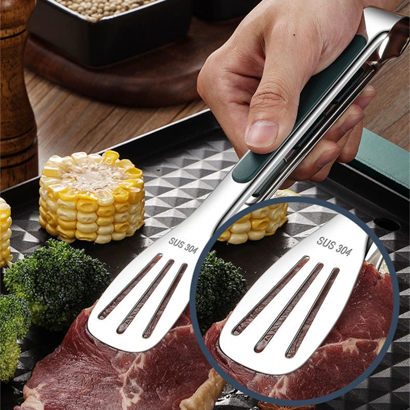 1pc one handed gadgets BBQ Grilling Spatula Buffet Tong Food Serving Clip
