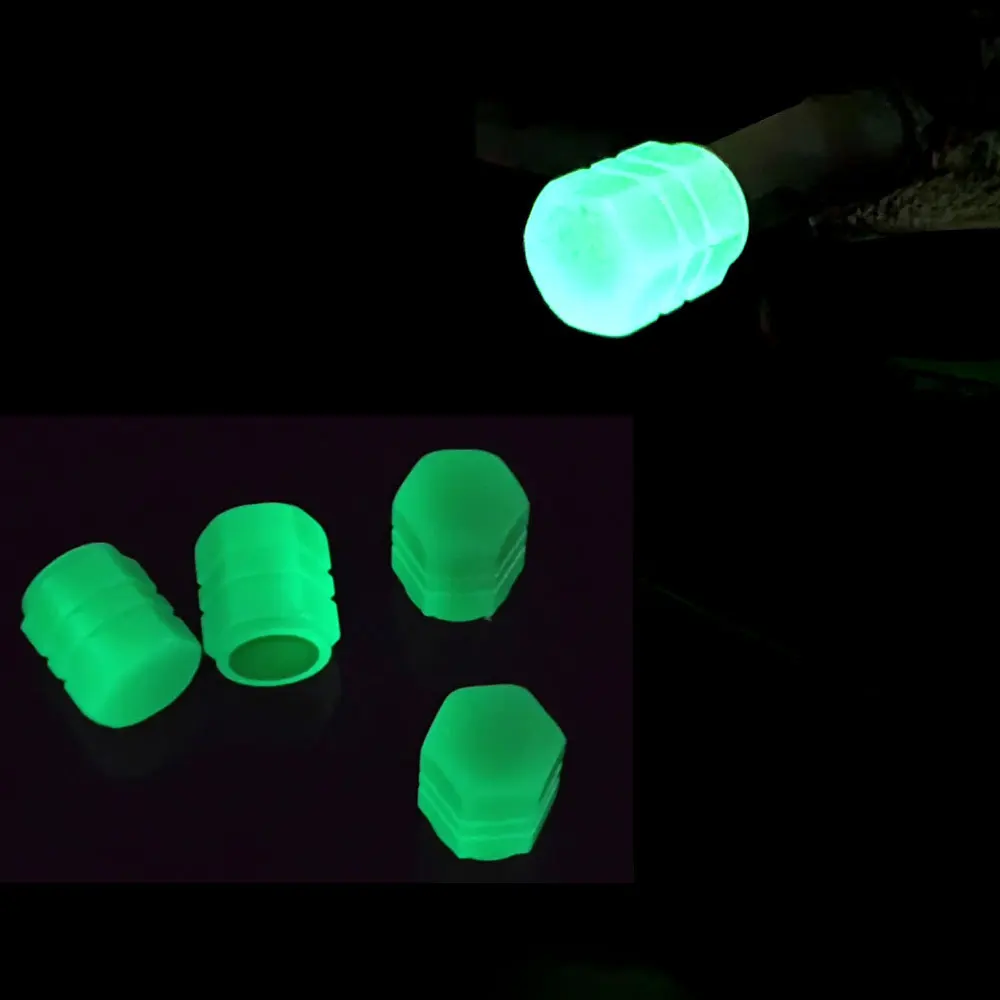 Luminous Valve Caps 1/4PCS Fluorescent Night Glowing Car Motorcycle Bicycle Bike Wheel Tyre Hub Decors