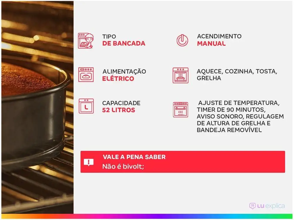 Forno Elétrico de Bancada Mondial com Timer - 110V 2