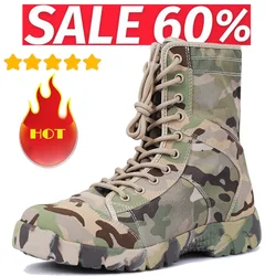Summer Fashion Men Boots Outdoor Leather Military Boots Breathable Army Combat Boots Plus Size 46 Desert Boots Walk Shoes Autumn