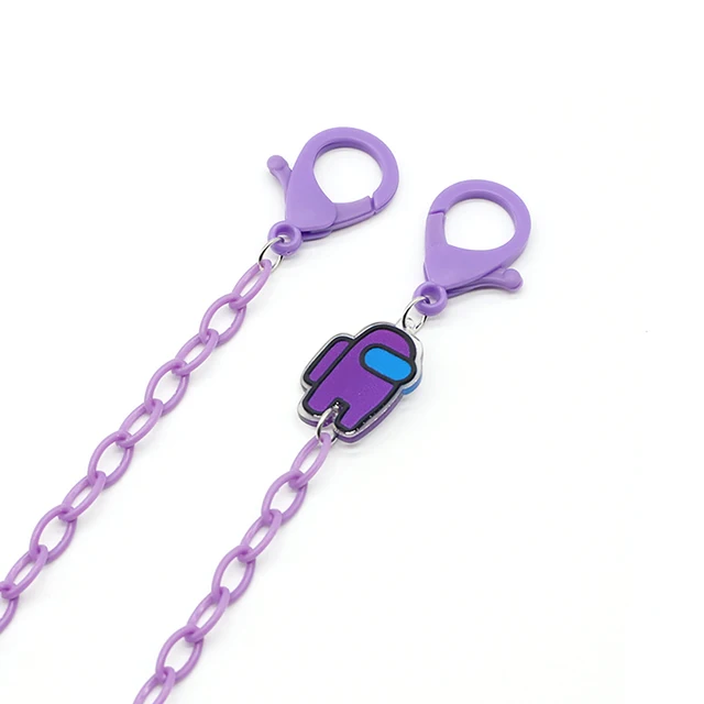 Face Mask Chain For Children Acrylic Fashion Sunglasses Lanyard Cartoon Spaceman Strap Trendy Eyeglass Holder Strap Hang on Neck Purple