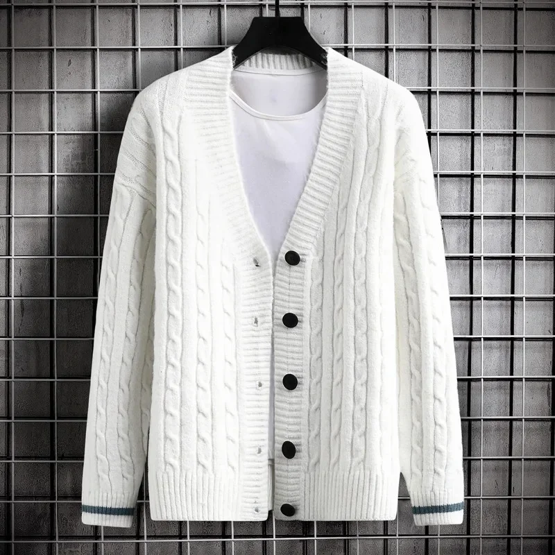 Autumn Men's Sweater Cardigan Slim Fit Single Breasted Solid Color Knitted Cardigan Men Causal Sweatercoat Mens Clothing 2025