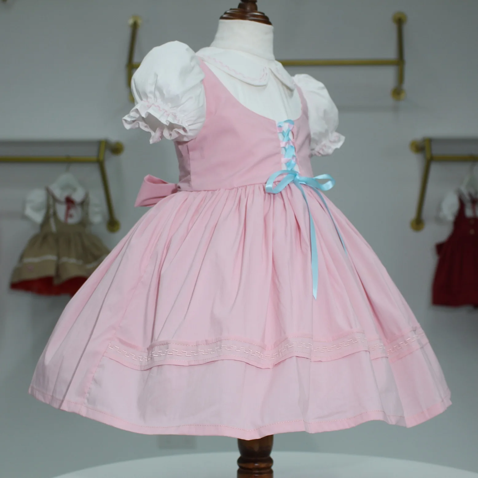 0-12Y Baby Girl Summer Pink Unicorn Embroidery Turkish Vintage