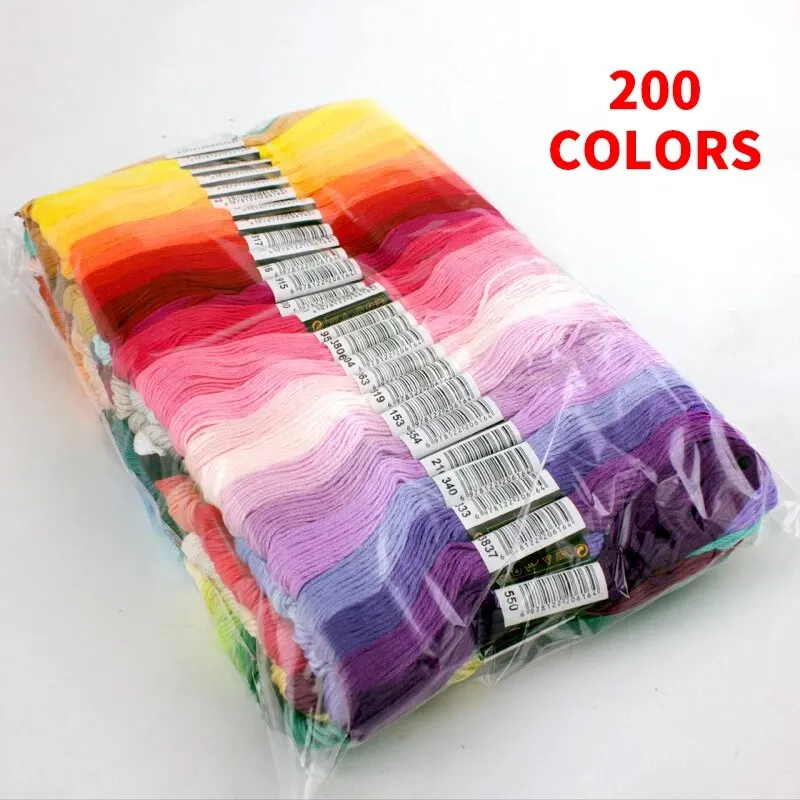 Cross Stitch Embroidery Thread 200 Fixed Colors Each 7.8-8 Meters 6 Strands