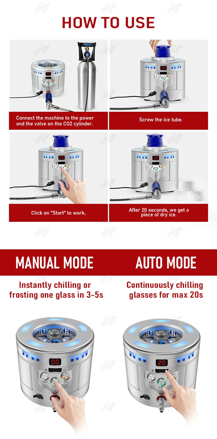 GZZT 2 in 1 Dry Ice Maker and Bar Glass Cup Chiller Dry Ice Making Machine Frost Forming Machine Commercial for Restaurant Bar 4