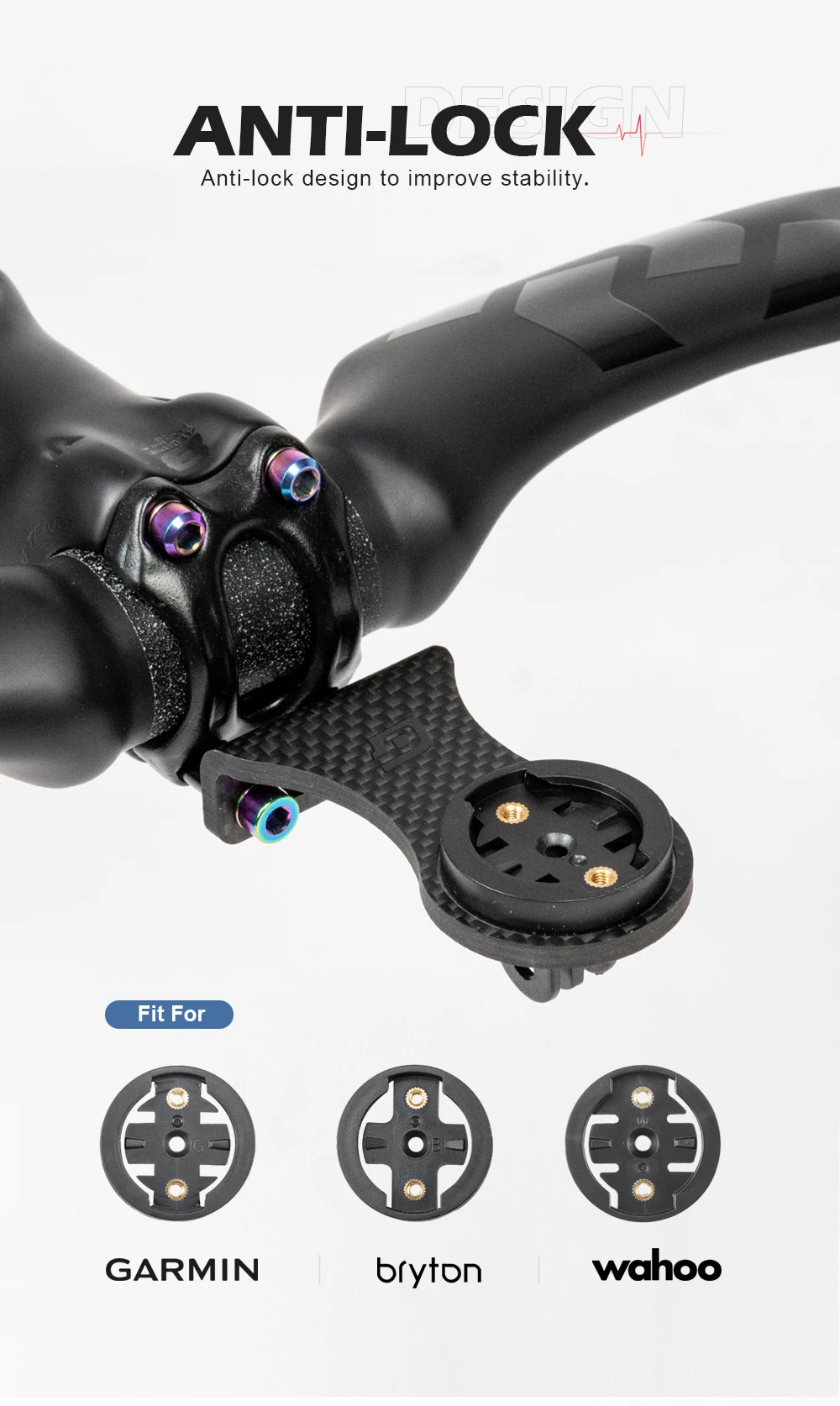 Description Picture 5 of itemOGEVKIN Bike Stem Extension Carbon Computer Mount Holder Rack for GPS/Cycling Computer/Camera/Light Bicycle Accessories 3K Black