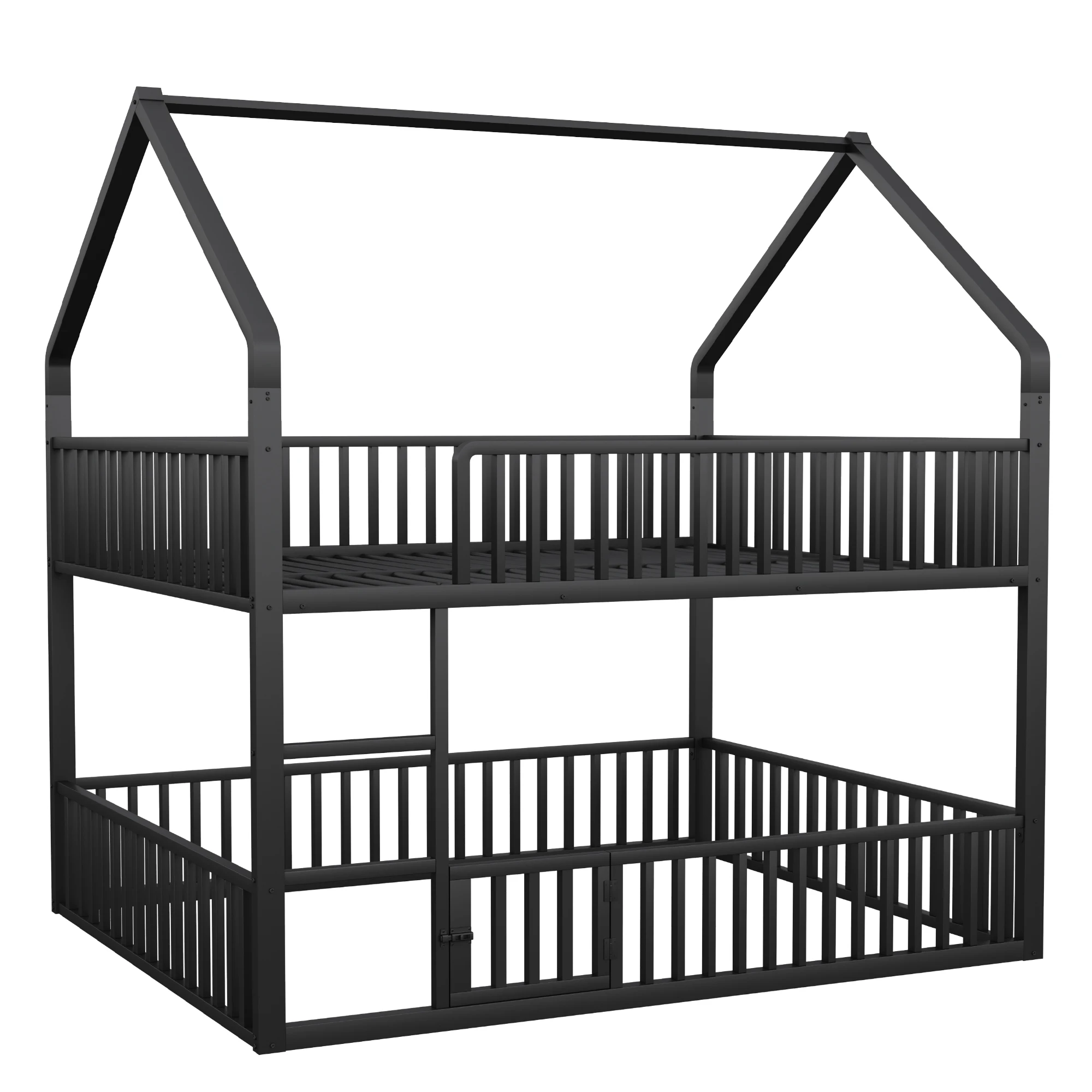 KOMHTOM Etagenbett Metall Doppelbett Kinder mit Treppe Loft Design und unterem Bett mit kleiner Tür zum Öffnen und Schließen – Detail 5