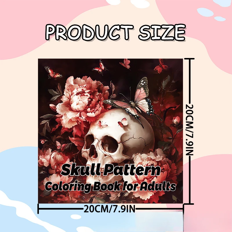 A Bold and Simple Decompression Creative Skeleton Pattern Coloring Book Featuring Rose Skeletons and Birds 4