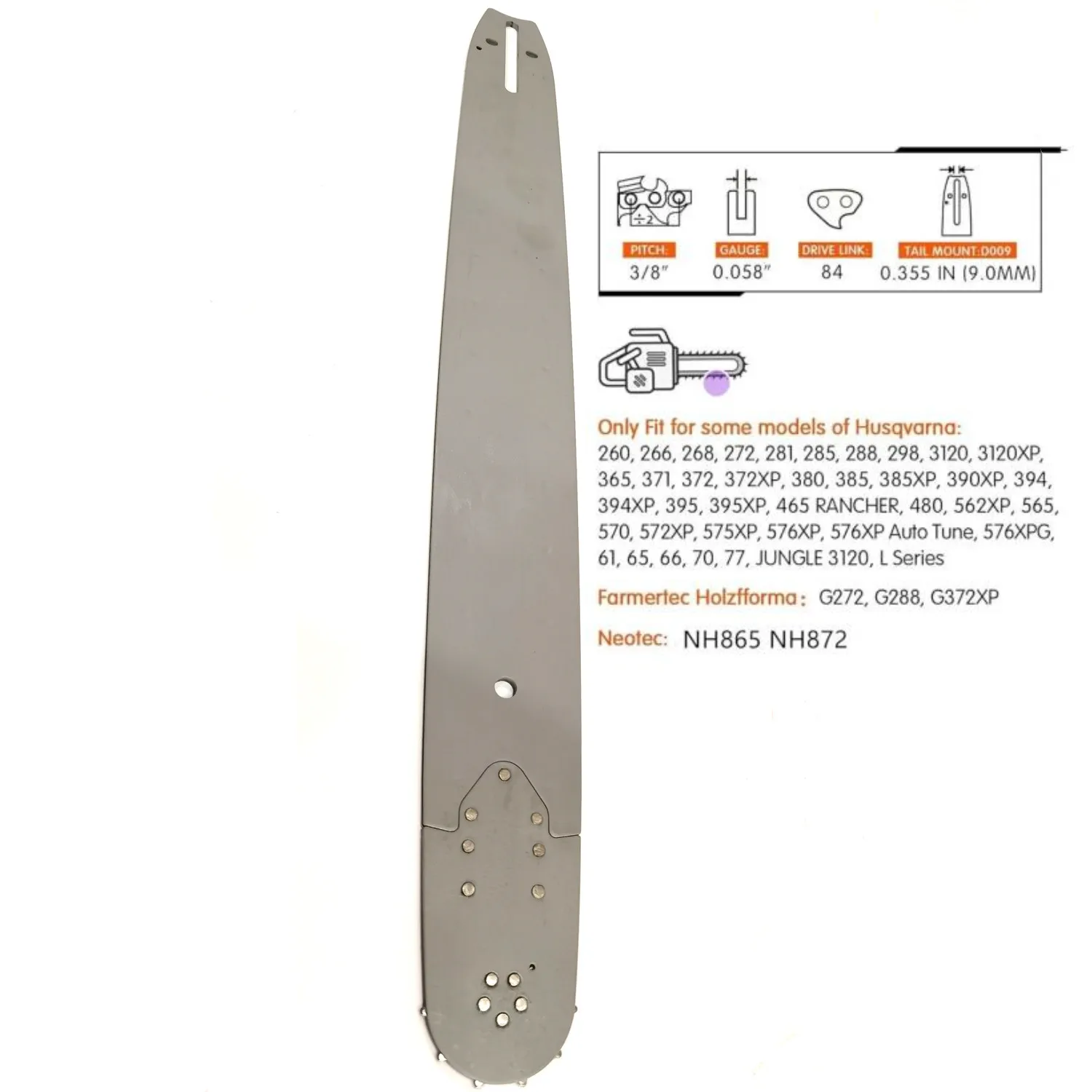 24in 84DLChainsaw Guide Bar and Chain For Hus 61 66 266 268 272 281 288 365 372 385 390 394 395 480