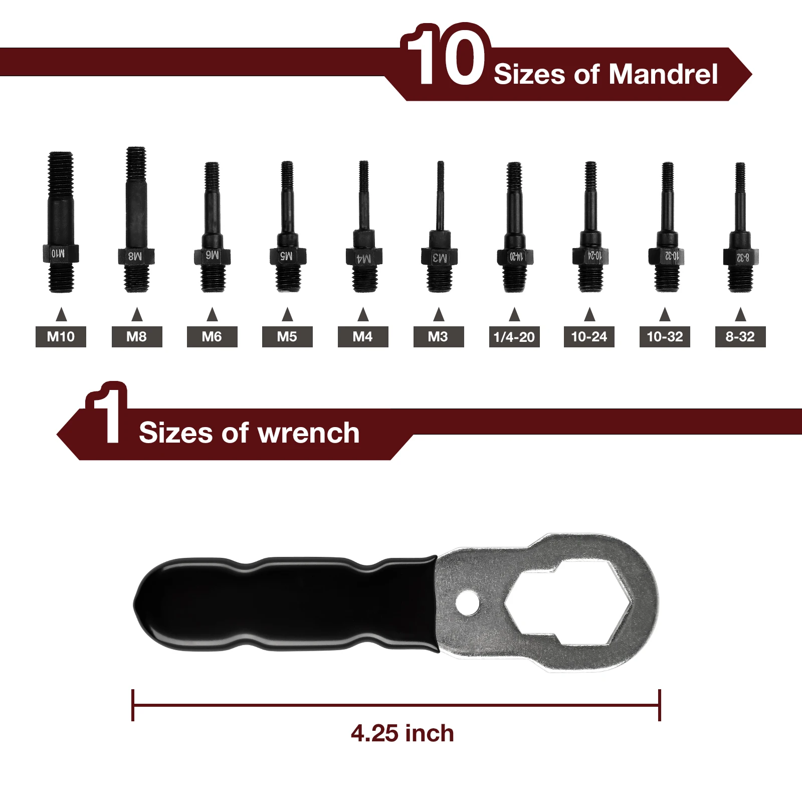 Metric+Imperial Thread Electric Rivet Nut Gun Adapter,Home Insert Nut Riveting Tool,Industrial Grade Alloy Riveting Tools