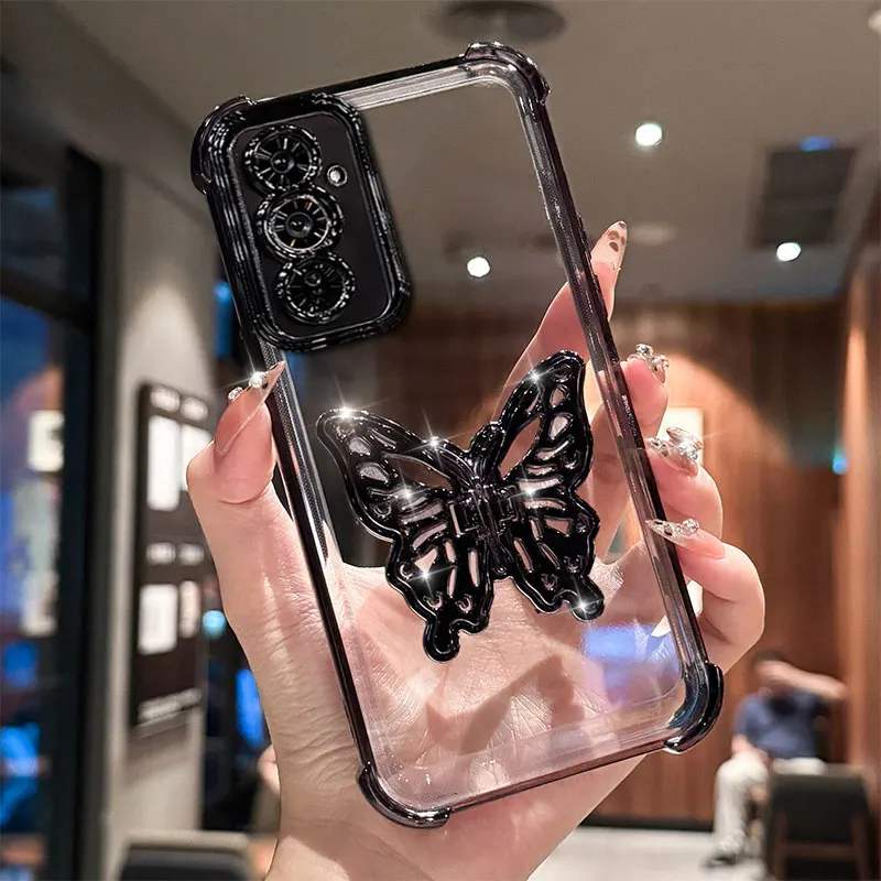 럭셔리 블링 케이스 나비 홀더 커버 (삼성 버디 4, 점프 3, 퀀텀 5, 4, A36, 14, 55, 25, 35, 16, A15, A06, A54 글리터 케이스)