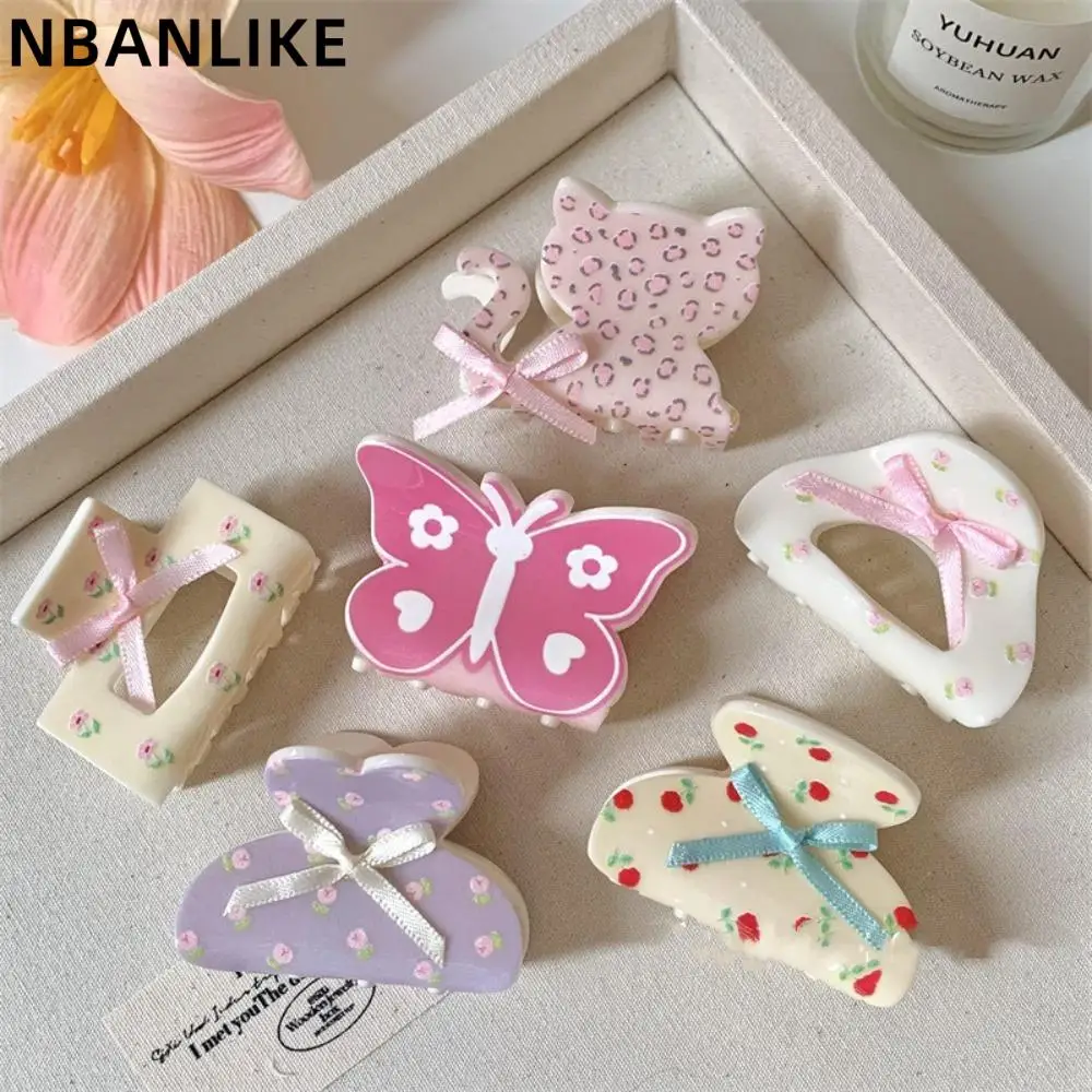 

Y2k Bowknot Hair Claw Hollow Grab Clip Flower Ribbon Ponytail Holder Hair Accessories