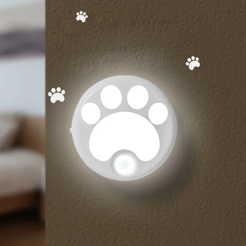 

Motion Sensor LED Night Light USB Rechargeable Cabinet Cat Paw Night Lamp Bedroom Home Closet Aisle Lighting Bedside Nightlight