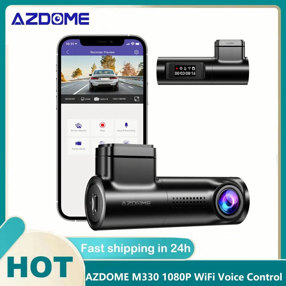 

AZDOME M330 Car DVR 1080P Dash Cam Smart Voice Control WiFi Free APP G-sensor Emergency Record Parking Monitor Loop Recording