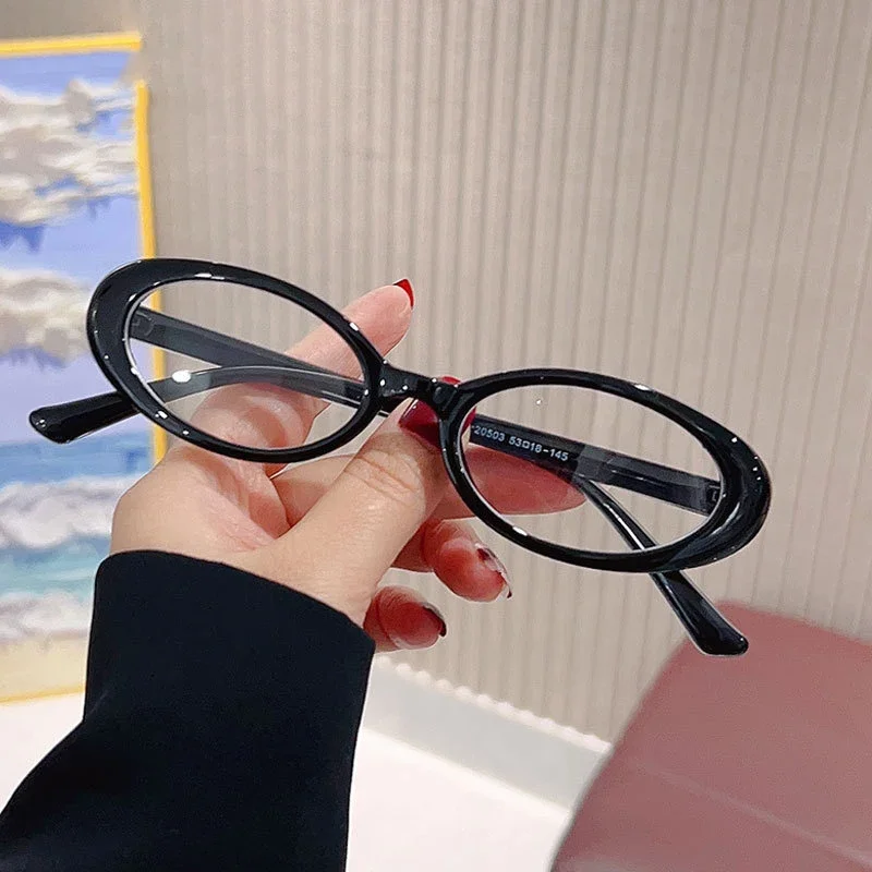 Luxury Brand Designer Oval Frame Glasses Retro Anti Blue Light Ladies Reading Eyewear Finished Farsighted Eyeglasses Diopter 5