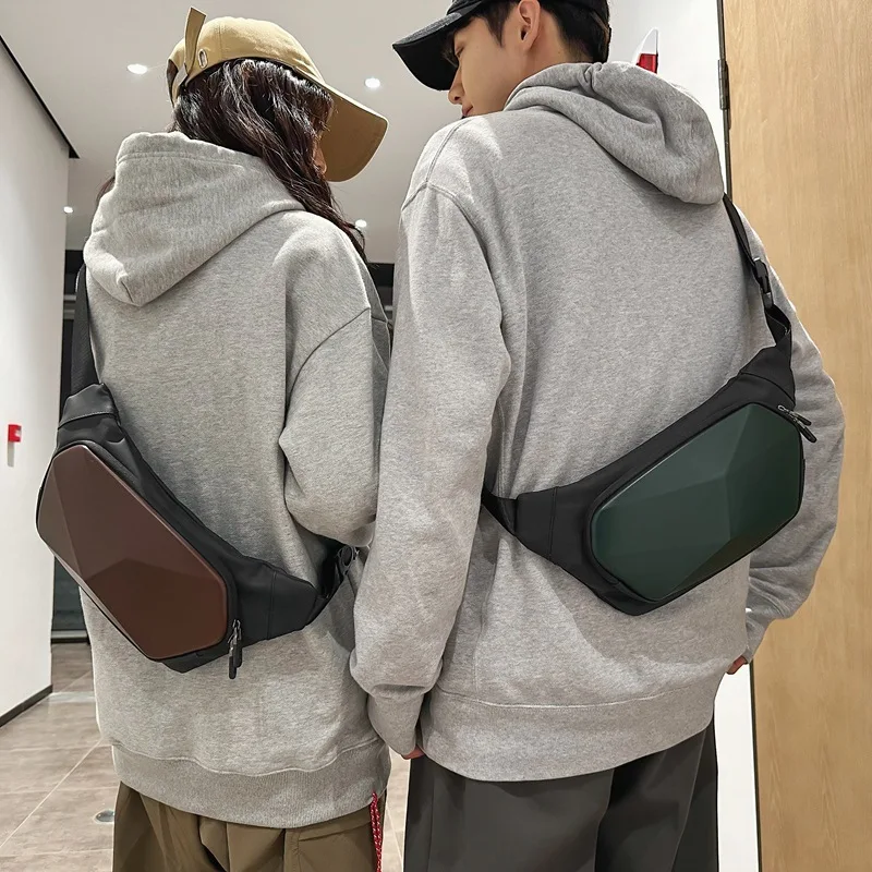 Chest Bag Sports Fashion Unisex Single Shoulder Crossbody Bag Casual Solid Color Zipper Connector Trend Personality All-match