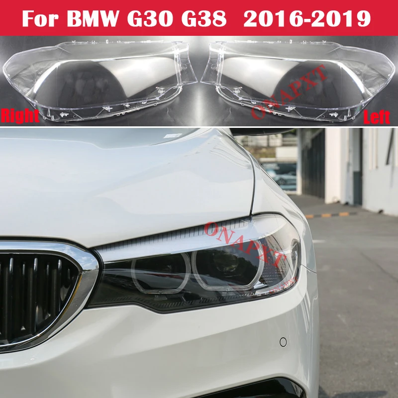 1 pair Front Headlight Lens Cover Transparent Lampshade for 520i 520d 525i 525d 528i 530i 540i G30 G31 G38 for B M W 5 SERIES Headlight Shell 16-18 
