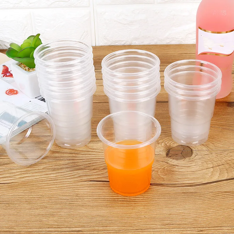 30pcs! 200ml Disposable Cup Plastic Food-grade Thickened Round Mouth Clear Kitchenware for Drinks Tea Holder Party Supplies