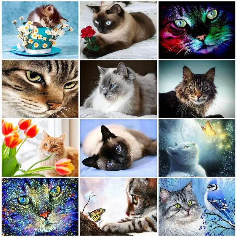 

CHENISTORY Diamond Painting Kit Full Square Drill Diamond Embroidery Animal Cat Cross Stitch Mosaic Diy Crafts Home Wall Decor G