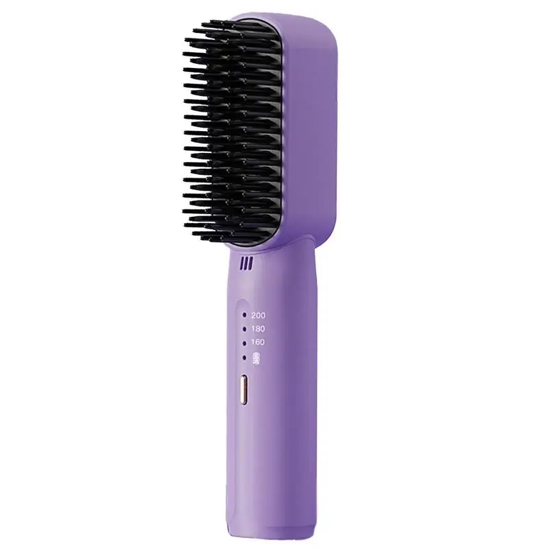 

Cordless Hair Straightener Brush Mini Heated Hair Straightening Brush Quick Heat Up Battery Operated Cordless Straightener