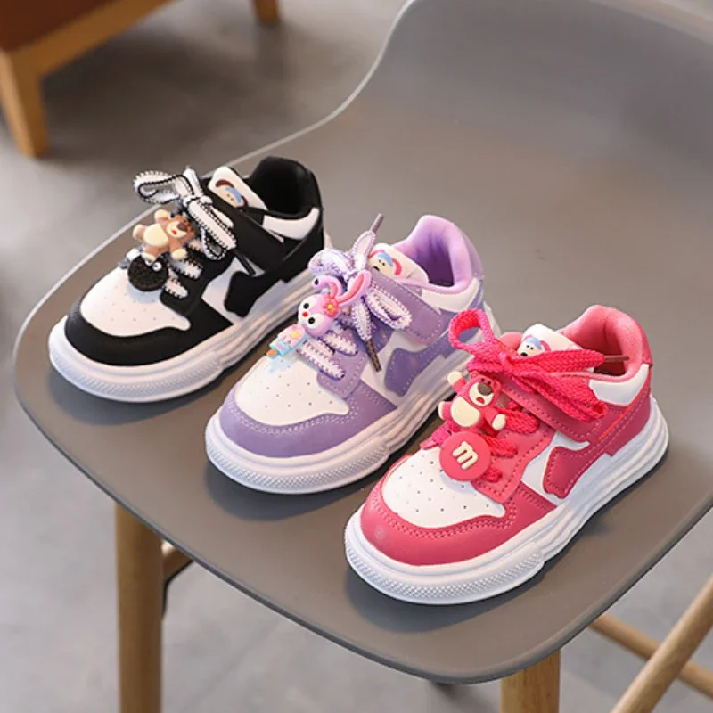 Детские кроссовки Disney для мальчиков, модная Нескользящая спортивная обувь для девочек, Уличная обувь с милым медведем, повседневная обувь для детей, размеры 23-30