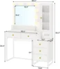 Vanity Desk with Mirror and Lights, Makeup Vanity with Lights & Charging Station, Makeup Desk with 5 Drawers & Storage Shelves 5