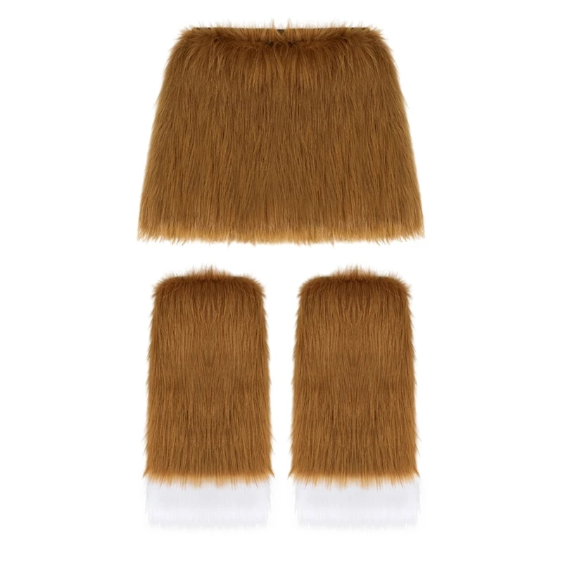 Faux Furs Fuzzy Leg Warmer Bodycon Mini Skirt Halloween Cosplay Outfits Costume