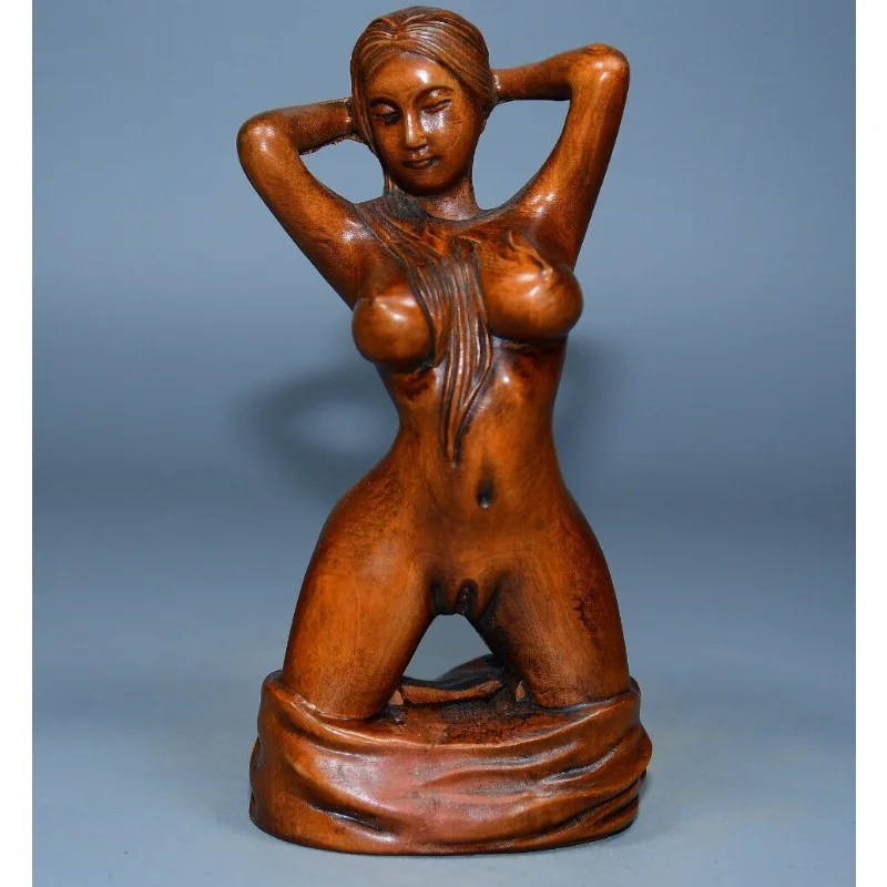 

4,7 "собирать китайскую коробку-резьба по дереву голая красивая женщина косметологическая сустава статуя ремесло подарок украшение для дома Декор