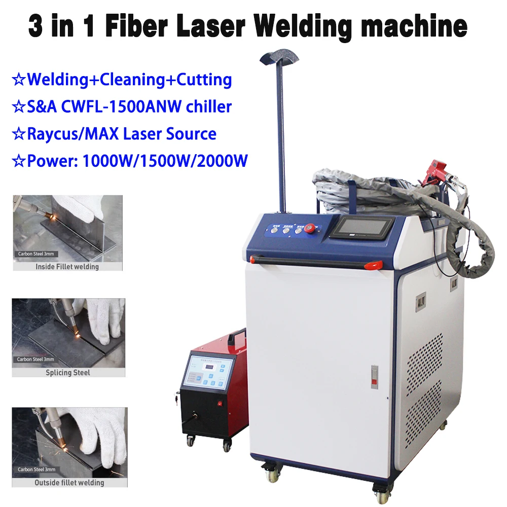 

3 в 1, ручной лазерный сварочный аппарат Raycus/MAX 1000 Вт/1500 Вт/2000 Вт
