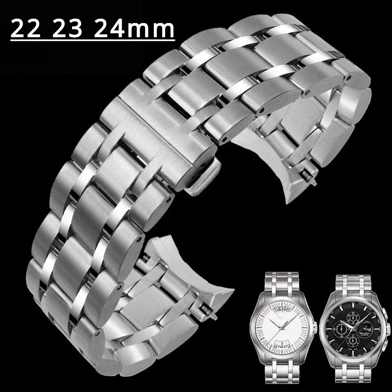 

22 23 24mm Watches Accessories 316L Stainless Steel Bracelet for TISSOT 1853 T035407A T035627A Strap WatchBand Safe Buckle