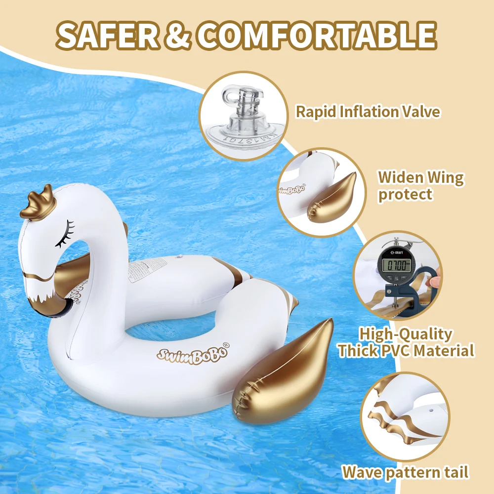 Swimbobo New Style Baby Seat Floats Thick PVC Inflatable Kids Swim Float Children's Swimming Rings Toys Floating Ring For Summer 3