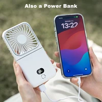 Mini ventilateur portable pliable de bureau, rechargeable 2500 mAh, 4 vitesses, avec support pour téléphone, ventilateur de refroidissement à suspendre au cou pour extérieur 5
