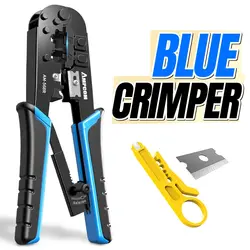 High-Performance Multifunctional Crimping Tool for Ethernet and LAN Cables (Blue)