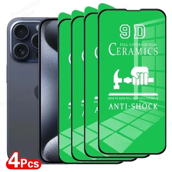 Film en céramique transparent pour iPhone, protecteur d'écran pour iPhone 15, 14, 11, 13, 12 Pro Max, 15, 14 Plus, 13, 12 Mini, XS Max, Poly X, 8, 7 Plus, SE, 2020, 4 pièces