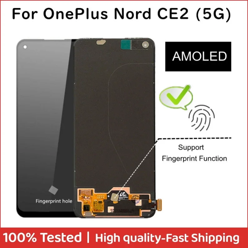 

6.4" AMOLED For OnePlus Nord CE 2 IV2201 LCD Display Touch Screen Assembly Replacement Accessory For OnePlus Nord CE2 LCD