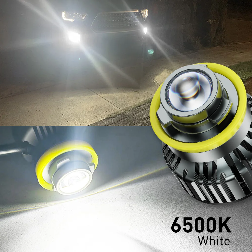 AUXITO 2개 70W H8 자동차 LED 라이트 프로젝터 렌즈 안개등 캔버스 에러 프리 H9 H11 LED 안개등 전구 터보 팬 6500K 3000K 12V