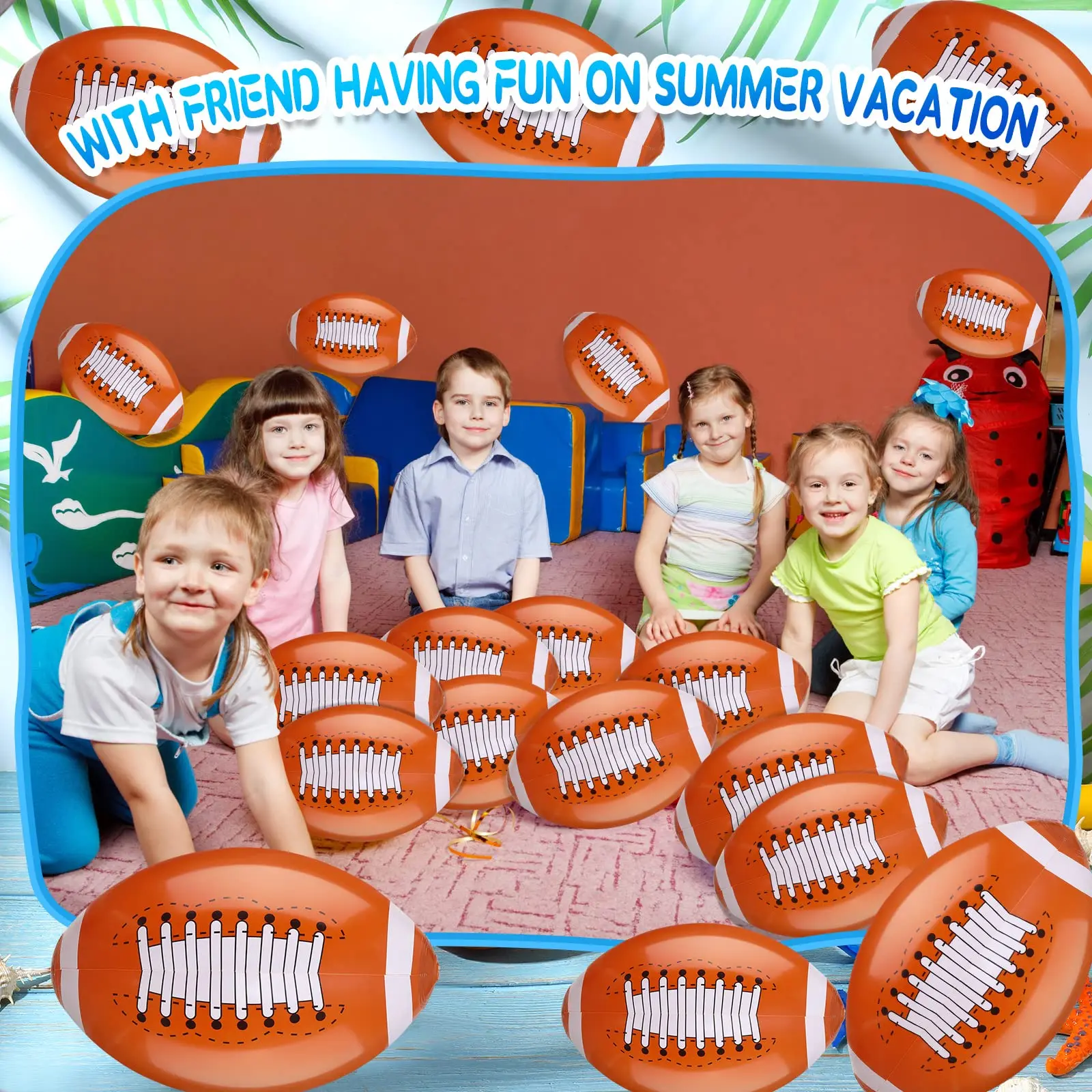 Inflatable Football for Kid,16"Blow Up Football Party Supplie Beach Ball,Summer Pool Toy Beach Water Game Beach Football Decor 5