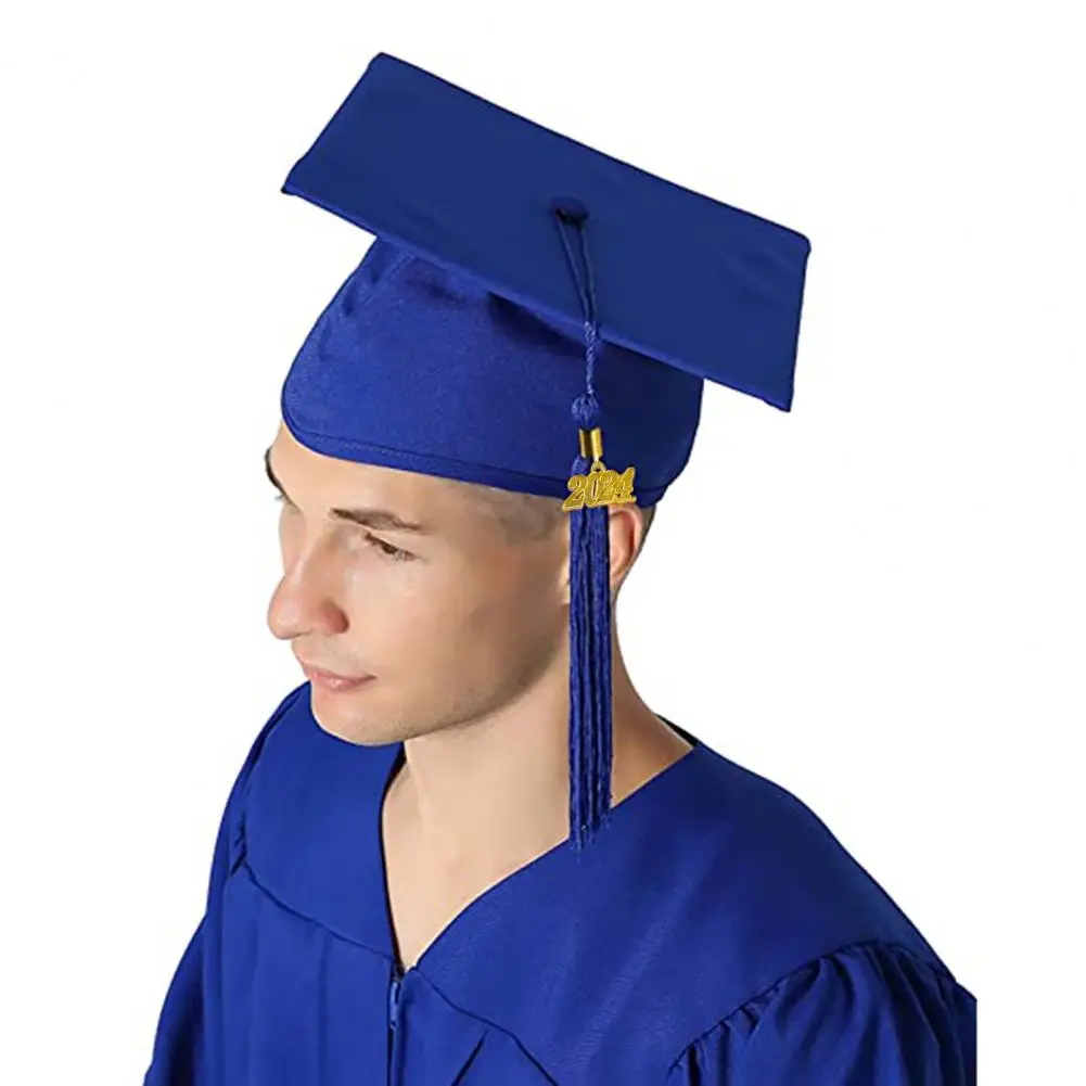 Graduation Hat with Tassel Adult Unisex Solid Color Graduation Bachelor Hat Festive Party Decorations