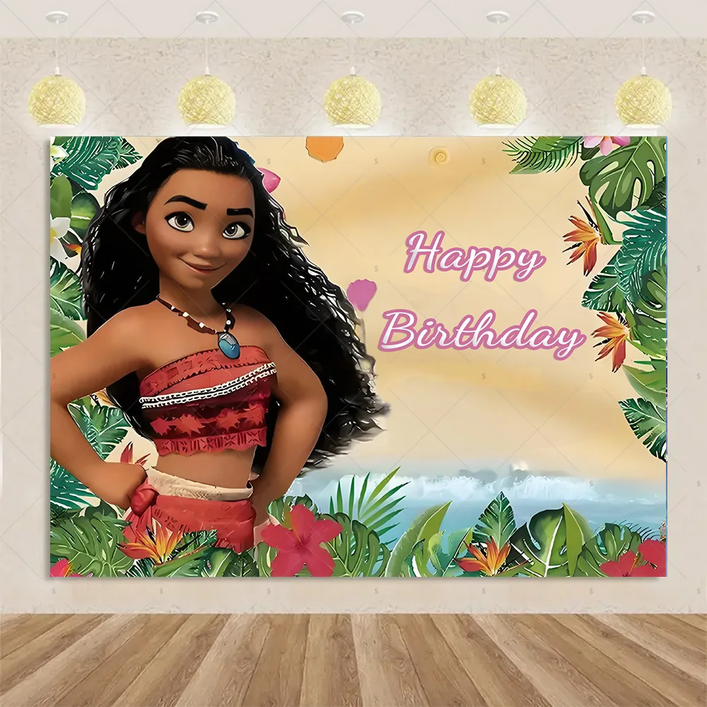 Moana Theme Background Banner Girls Birthday Party Decorations Iconic Brand Princess Backdrop Baby Shower Supplies Photo Shoot Props