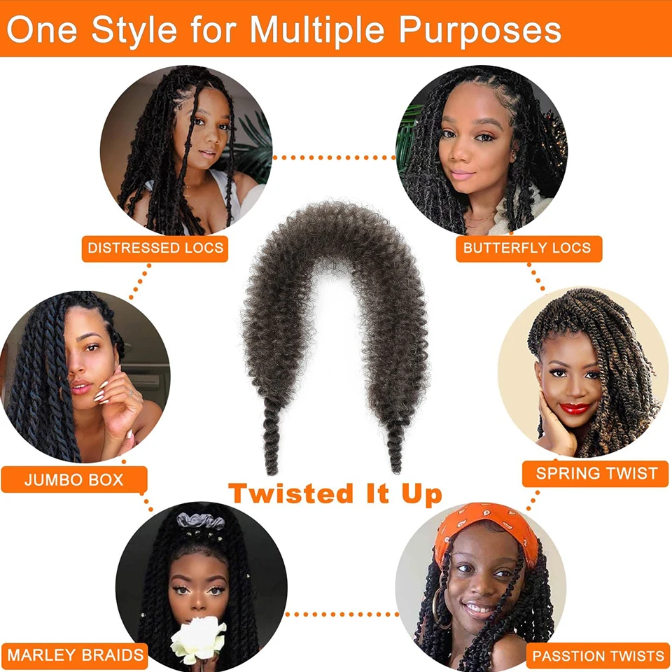 1-8 Packs Afro Twist Hair#4 30 350 12 16 inch Springy Marley Twist Braiding Hair Pre-Separated Kinkys Bulk Hair for Locs Crochet 5