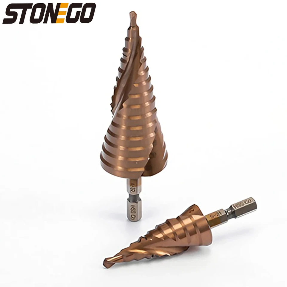 Foret étagé QWORK M35 HSSCO 4-32mm - Foret Conique Robuste Pour Acier Inox, Fer, Aluminium, Bois Et Plastique - Tige Triangulaire 10mm