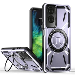 Enhanced Shockproof Phone Case with Slide Lens Protection and Ring Holder for 40 Nxtpaper 4G (Purple)