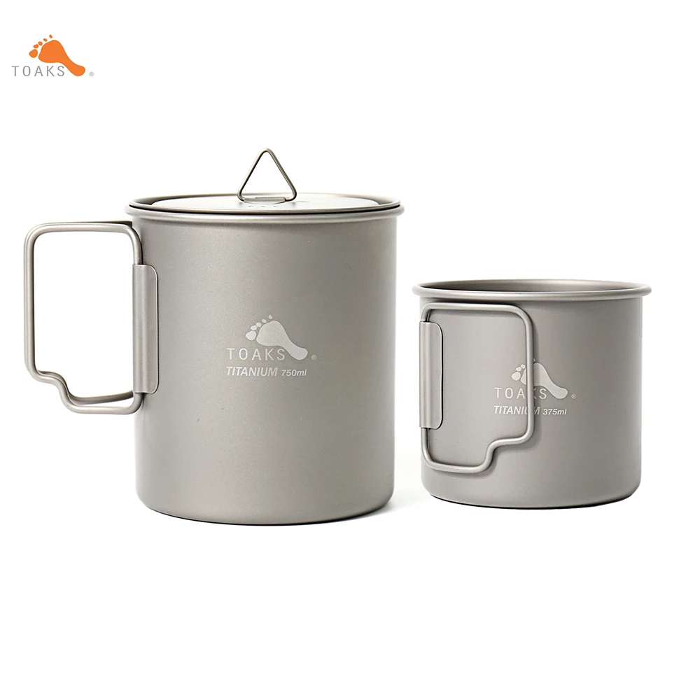 

TOAKS Titanium Ultralight Cup and Pot Combo, CUP-375 and Pot-750 Outdoor Camping Cookware Tableware