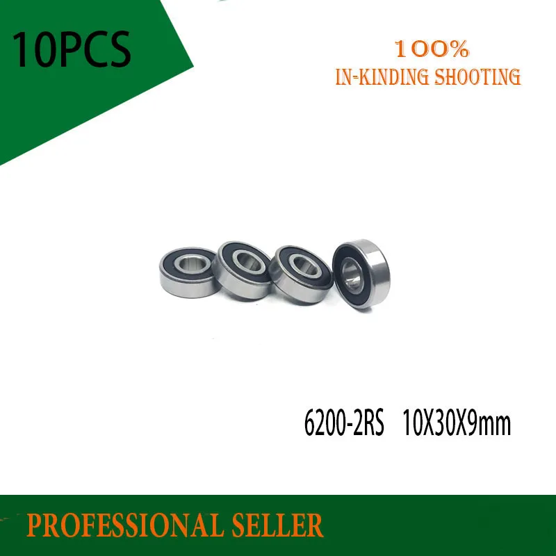 

Free shipping 10PCS 6200-2RS 10X30X9mm ABEC-1 deep groove ball Bearings/Bike Bearings 6200 RS bicycle Bearing