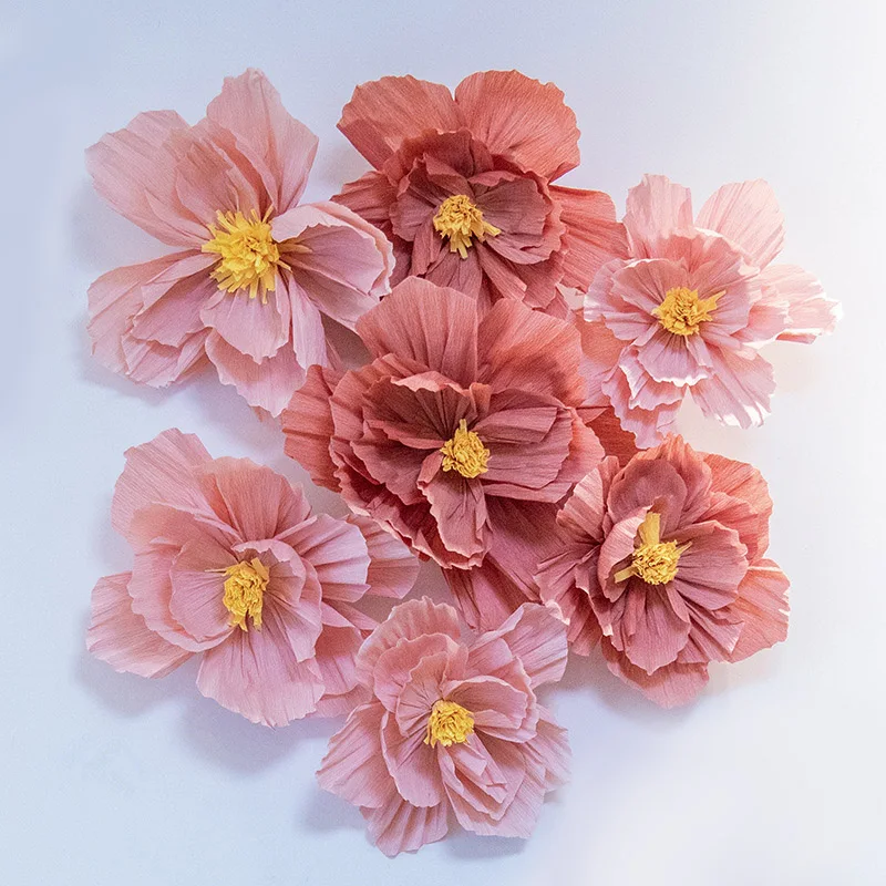 1/3Pcs Crepe Paper Flower 3D Paper Flower Heads DIY Home Window